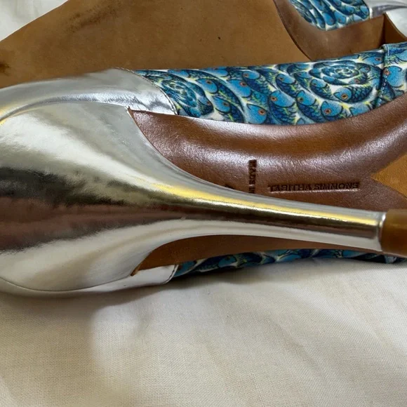 Tabitha Simmons Blue and Silver Floral Heels - Picture 5 of 10